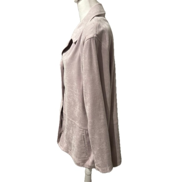 Jessica Holbrook Easy Care Lilac Crushed Velvet Jacket Button Down Long Sleeve - Picture 5 of 7